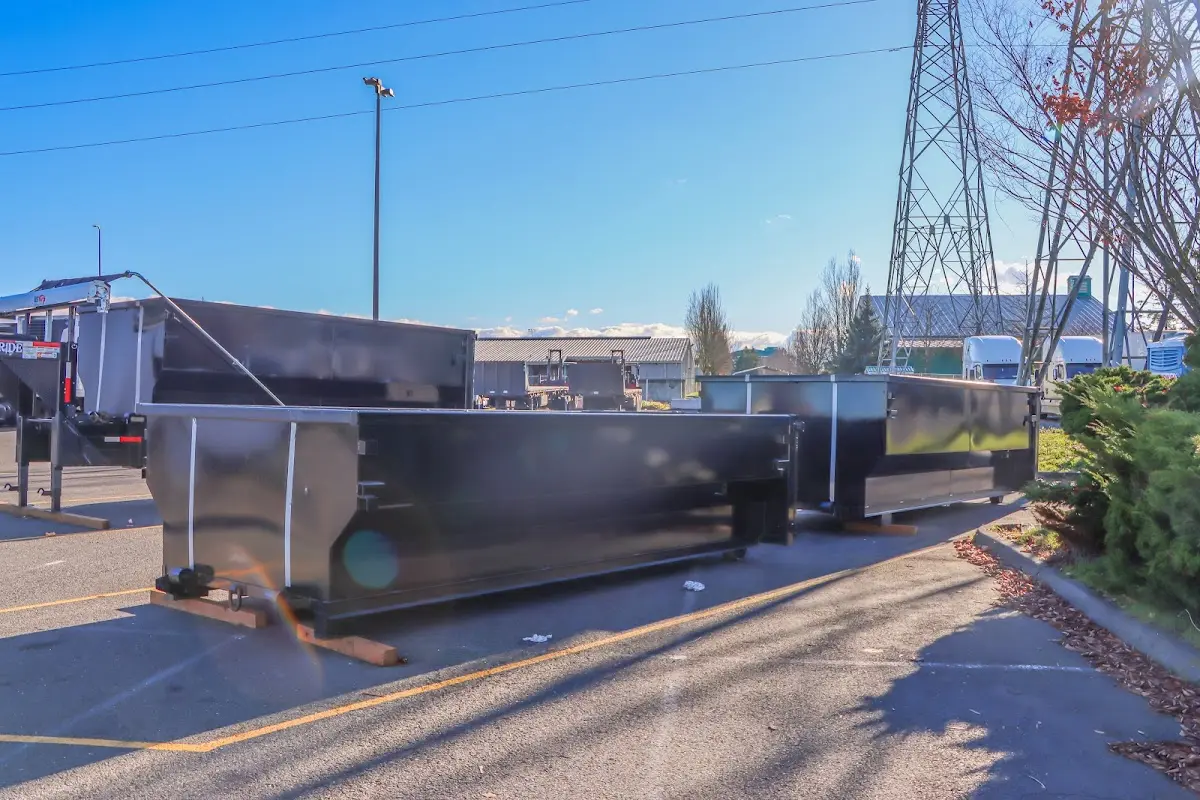 Roll-off dumpster ready for waste disposal at job site for Cleanout Dumpster Rental in Lynnfield